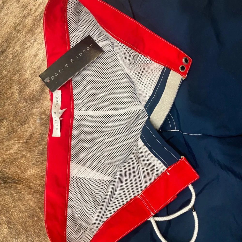 Mens Parke & Ronen Blue Red Swim Shorts Trunks Size S